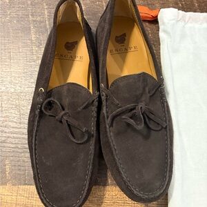 Escapè Men's Brown Suede Tie-Front Driving Loafers